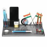 DESKDOCK Acrylic Flag Design Pen Stand for Office and Study Table (2 pen free)
