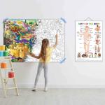 GOWOO Parts of the Body Chart and GIANT DRAGON COLOURING POSTER | SET OF 1 CHART and 1 POSTER |