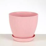 LISHONN Plastic Round Plant Pots For Indoor & Outdoor Gardening Pack of 5 (Color-Baby Pink)