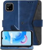 Autofocus Faux Leather Back Case Flip Cover for Realme C11 2021 with ID Card Slot | Foldable Stand | 2 Card Slot | 1 Cash Slot | Magnetic Closure - Executive Blue, 23196