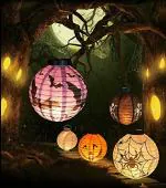 My Party Suppliers Halloween LED Paper Pumpkin Hanging Lantern Light Lamp Decorations (pack of 2)
