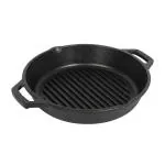 Platt CasIRON Pre-Seasoned Cast Iron Grill Pan/Fry Pan 10.25 inch (26cm) with Sturdy Cast Iron 2 Side Handles, Black, 2L, LPG & Induction Friendly
