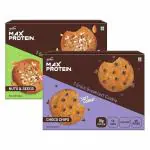 RiteBite Max Protein 7 Grain Breakfast Cookies - Choco Chips 660 g - Pack of 12 ( 55g x 12 ) + Nuts & Seeds 660 g - Pack of 12 ( 55g x 12 ) Combo . Protein | Fiber | Calcium | No Maida | GMO Free | No Preservatives