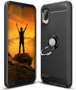 Unistuff Back Case Cover for Gionee Max with Magnetic Kickstand | Premium Matte Finish | Camera Bump Protection | Rubberized Ring Cover - Night Black, 76103