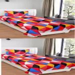 ZAin 140 TC Cotton Single Geometric Bedsheet (Pack of 2, Red)