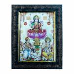 Hawai Ganesh Laxmi Saraswati Photo with Engineered Wood Home Décor Religious Photo Frame for Worship Use, 8.5x7 inch, SFDI00657_3DBLKFRM5/7