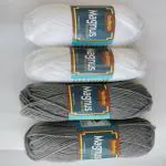 vardhman knitting yarn magnus yarn (Pack of 4 balls - each ball -100 gm, total 400 gm) 2 GREY & 2 WHITE colour