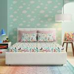 Wakefit Flat Bedsheet, Double Bedsheet for Kids,144 TC 100% Cotton Premium Printed Flat Bedsheet with 2 Pillow Cover(Doodle 90 X 100Inches)