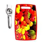URBAN BUY Stainless Steel Lemon Squeezers With Plastic Oval Chopping Board and Multicolour, (Pack of 2)