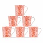UPC Multi Color Series Red Fine Bone China Ceramics Coffee Mugs 160ml (Set of 6)