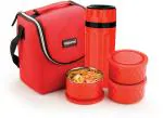 Trueware Plastic, Stainless Steel 3-Container Executive Plus Microwave Safe Lunch Box And Flask