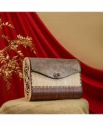 Wooden Rectangle Slim Bag with vegan Leather Flap