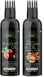 Desi Crew Rosehip and Argan Hair Oil Cold Pressed for Skin, Body and Hair Care 100 ml Each