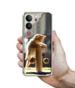 Casotec Cat Climbing Design Printed Silicon Soft TPU Back Case Cover for Vivo V29 5G
