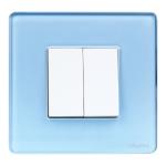 Kolors 16 Module Glass Cover Plate, Premium Modular Switch Plate & Inner plate (Azure Blue) [Kredo] [These modular plates are only compatible with KREST & KLASSIC Switches]