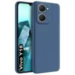 Fashionury Back Cover for Vivo Y18 | Matte Soft Silicon Flexible | Camera Bump Protection | All Side Shock Proof Rubberised Back Case Cover for Vivo Y18 (Blue)