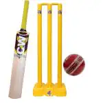 CW Thunder Cricket Kit Top Grade Kashmir Willow Bat Men Leather Ball Plastic Wicket Set