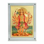 Hawai Gold Plated Panchmukhi Hanuman Bajrang Bali Photo with Transparent Acrylic Magentic Tabletop Home Décor Religious Photo Frame, 8x5.8 inch Frame SFDI00555_ACRYLIC