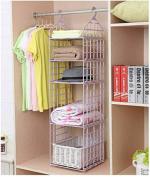 HRUNIQUE Plastic 5 Layer Folding Hanging Clothes Storage Organizer Storage Holders & Racks