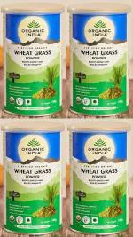 Organic India Wheatgrass Powder Ayurvedic Medicine (4 Packs, 100gm Powder in Each Pack)