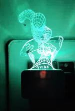 GVIBE Spiderman Acrylic 3D Optical Illusion Auto Color Changing LED Plug and Play Night Light, for Home and Office Use, Best for Gift, Multicolour.
