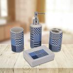 Kookee Ceramic Bathroom Accessories Set of 4 Blue Bath Set for Home