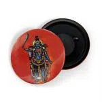 Dhcrafts Orange Metal Shri Madurai Veeran Swamy Printed Fridge Magnet, 5.8 Cm