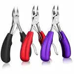 Gleevia Professional Thick and Ingrown Super Sharp Curved Blade Toe Nail Clipper Grooming Tool (Red, Blue, Black), pack of 3