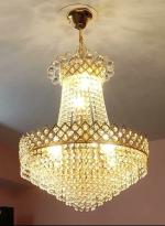 SHRI MAHAL ANTIQUES Round LED Crystal Big size Jhhomar Chandelier Incandescent Ceiling Lamp Light for Living Room