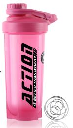 Zyro Action gym Shaker The Ultimate Shaker For Protein Shake Sipper Bottle for Kids & Adults and Gym-Workouts,BCAAs & BPA Free, 750 ml Shaker bottle (Color-Pink, Plastic, Pack of 1)