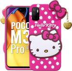 WEBKREATURE Mobile cover for POCO M3 Pro 5G, 3D Cute Doll Hello Kitty Case (Pink, Grip Case)