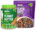 Alpino Health Foods High Protein Super Oats Chocolate 1kg, Natural Peanut Butter Crunch 1kg