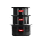 Sumeet Black Aluminium Cookware Set With Lid (Pack Of 5)