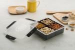 Netrowel Plastic Classic Square Shape 4 Sections Multipurpose Dryfut Box And Masala (Spice) Box/Dabba/Organiser Box Set (Black)