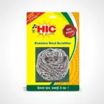HIC Stainless steel Scrubber 15g with free Green Nylon Scrub Pad 75 mm x 70 mm (Pack of 6)