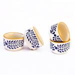 ARDVAN INDIA Chutney Sauce Pickle Aachar Ketchup Dip Serving Bowl Hand -Glazed Studio Pottery Ceramic Set (60 ML Each, Small, Set of 4, Yellow - Blue) Microwave Safe - Dishwasher Safe