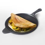 Kichera Black Cast Iron Pre Seasoned Dosa Tawa With A Long Handle, 10 Inch