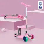 NHR 2 IN 1 Sit & Stand Kids Kick Scooter-Seat, LED Light, Scooter for Kids-Pink (Capacity 18kg)