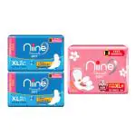niine Naturally Cottony Soft (XL, XL+) Ultra-Thin Day & Night Protection - Combo of 3 Sanitary Pad (Pack of 130) with Free Disposable bag
