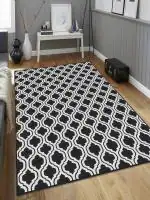Saral Home Black Microfiber Floor Carpet (120x180 cm)