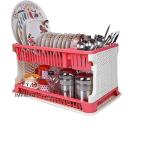 SUMOWARE Plastic Kitchen Sink Dish Drainer Organizer Rack Kitchen Sink Dish Rack Drainer, Drying Rack, Washing Basket with Tray for Kitchen, Dish Rack Organizers, Utensils Tools- PINK