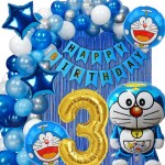 House of Banter Cartoon Doraemon Decoration Pack of 69pc for 3rd Birthday Party Decoration/ Birthday Party for Kids/ Kids Room Decoration Pack