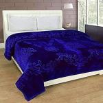 SHOPBITE Blue Microfiber Single Bed Embossed Very Warm Korean Mink Blanket For Winter, 55 X 85 Inches
