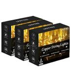 LTETTES Warm White 5 V USB Powered LED Copper Wire String Fairy Lights 9 cm and 100 Lights (Pack of 3)