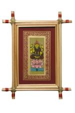 Village Kraft Devi Lakshmi Palm Leaf Painting Framed Wall Decoration 10.16 x 15.24 cm