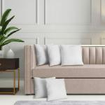 Wakefit Hollow Fiber Sofa Cushions, 16 inch x 16 inch, Set of 5 (White)