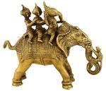 Kalakrithi Classic Metal Elephant and Lord Ganesha Statue 20.32 x 22.86 cm