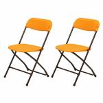 Supreme Furniture Amity PP Folding Without Arm Chair (Set of 2,Papaya Orange)