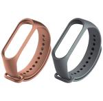 Estrenar Mi Band 3 Strap - Mi Band 4 Strap Original Soft Silicone Adjustable Replacement Wristband Straps, Belt, Bands for Xiaomi M3 & M4 Fitness Band (Dark Grey, Brown - Pack of-2)