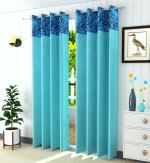 Homefab India 152.5 cm (5 ft) Polyester Window Curtain (Pack Of 2) (Aqua)